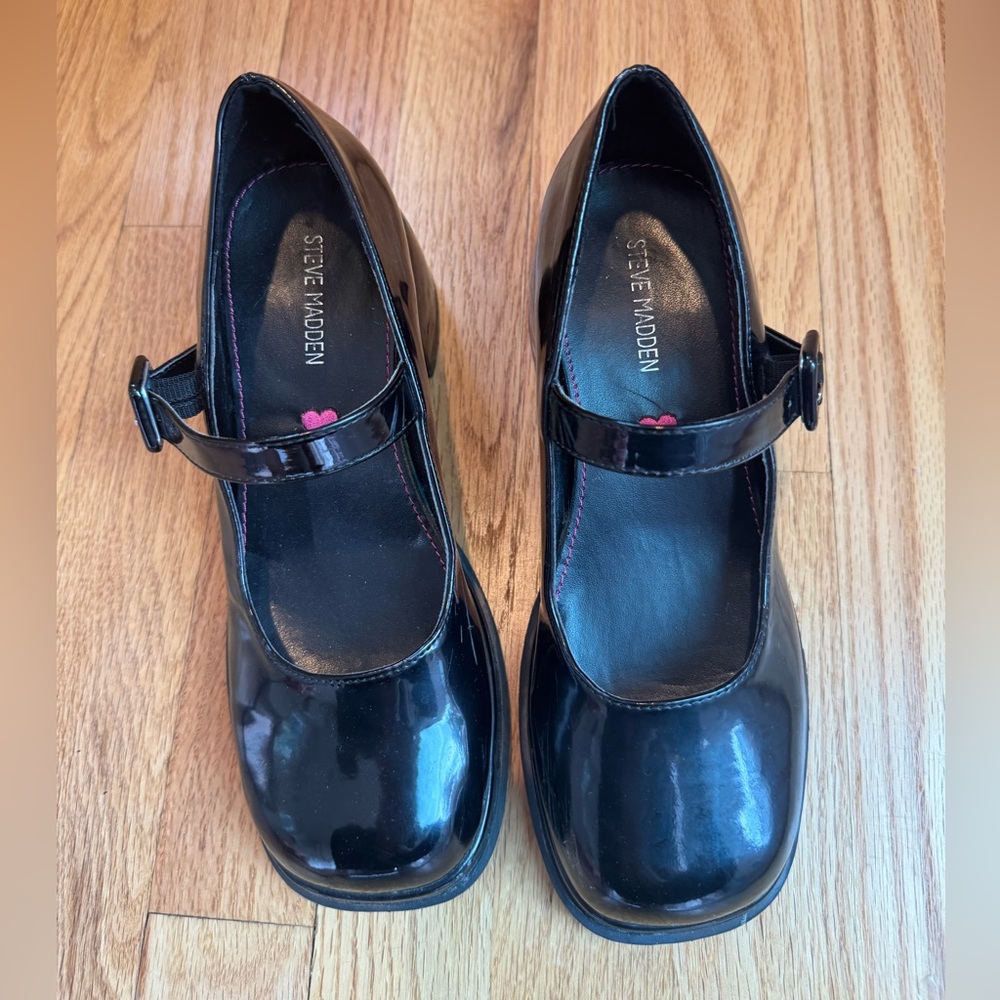 Steve Madden Glossy Black Kids Dress Shoes